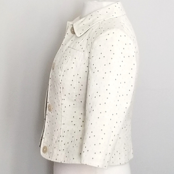 Talbots Jacket Cream with Polka Dot Detail. - Picture 2 of 12